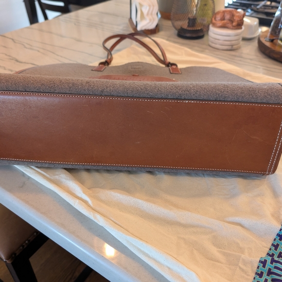 Tory Burch Gray Wool/Felt And Tan Leather Ella Tote Bag - Picture 7 of 8